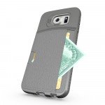 Wholesale Samsung Galaxy S6 Edge Credit Card Fiber Hybrid Case (Gray)